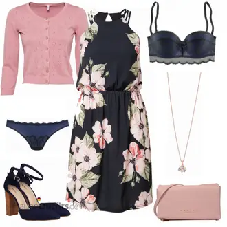 Outfit mit Schwarz High Heel Aldo "Blumiger Freizeitlook"