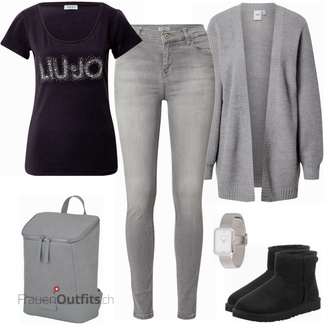 Outfit mit Schwarz Stiefel UGG "Glitzer Alltagslook"