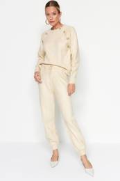 Stone Boucle Thread Knitwear Top-Top Set