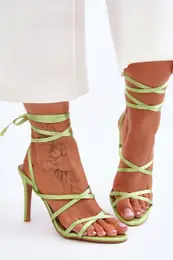 FJ1 Women's Tied Sandals On A High Heel Green Meya