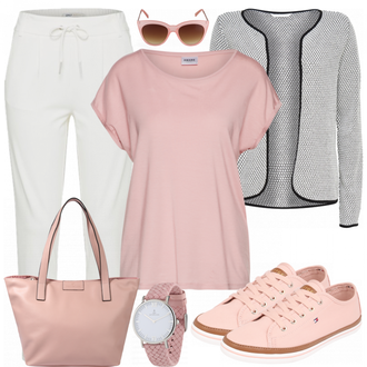 Outfit mit Rosa/Beige/Blau Sneaker Tommy Hilfiger "Rosi"