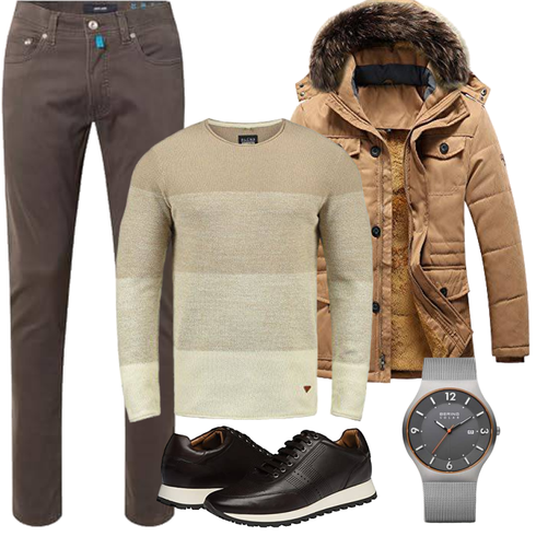 Braun WinterMantel/Winter Parka moxishop kombinieren