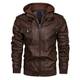 KEFITEVD Herbstjacke Herrenjacke Kunst-Lederjacke Herren Biker Winter Jacke Warm PU Leder Winterjacke Basic Pilotenjacke Militär Cargo Jacke Männer Braun M