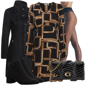 Slim fit Outfit met zwart Wollen Jas/Uniforme Jas/Merino Jas/Slim fit Mantel/Wintermantel Wollen Winterjas/Loden mantel/Geklede Mantel/Militaire Mantel/Scuba Mantel/Wollen Fleece Mantel versano "Mooie herfst look"