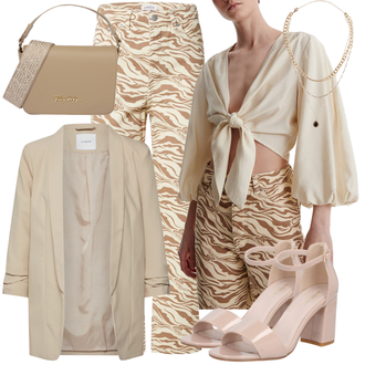 Outfit mit Beige/Khaki/Braun Strandhose/Hose mit Feder/Lounge-Hose/Musselin Hose/Hose mit Schlitz/Druckhose/Schlafhose/Slinkyhose/Schlupfhose/Caprijeans/Cropped Jeans/Dad Jeans/Jeans-Culotte/Jeans mit Schlitz/Mom Jean/Sweatjeans/男士皮夹克/Vintage jeans/Wide Leg Jean Edited "Outfit für den Sommer"