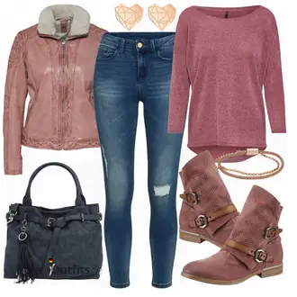 Outfit mit Dunkelrot/Rosa/Lila/Bordeaux 3/4 Bluse/Klassische Tunika/Elegante Tunika/ausgefallene tunika/Festliche Tunika/Lederjacke/Tuniken-Shirt/Bluse Große Größe/Tunika Only "Gipsy Jacke"