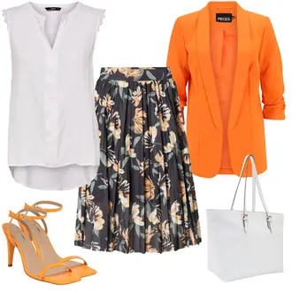 Hochzeitsgast Outfits Coole mit Gelb/Orange Sandalette/High Heel/Sandalen Mit Absatz/Schaftsandale/Spangenpump/Riemchen Sandale Karolina Kurkova Originals "Blumiger Freizeitlook"Look: Stil, Uni, Coole, Elegant, Burlesque, Old Money, Schick