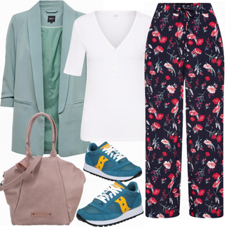 Outfit mit Türkis Sneaker Saucony "sOliver Red"