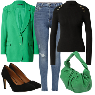 Outfit s Zelená Taška Přes Rameno Gina Tricot "Módní zimní outfit"