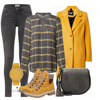 Outfit mit Gelb Stiefel Rieker "Herbstlicher Look"