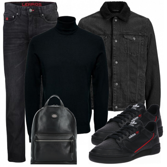 Outfit mit Schwarz Sneaker/Leder Sneaker Adidas Originals "Freizeit Outfit"
