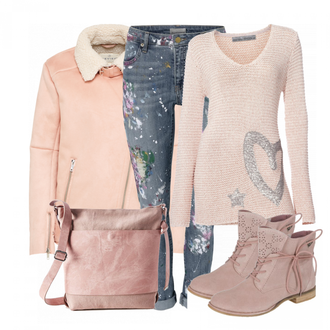 Winter Outfits mit Beige Schultertasche ESPRIT "PrettyInPink"