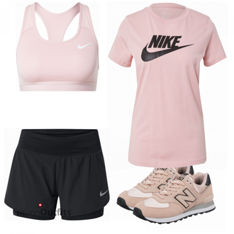 Sport Outfits mit Rosa/Beige/Blau Bh Nike, Schwarz Hemd Nike "Sport Outfit"