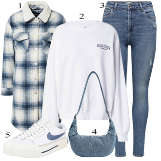 outfit mit Temno modra Pull&Bear "Zimski videz"