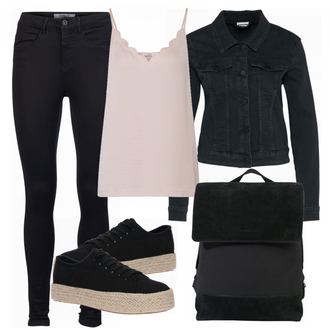 Kurz Outfit mit Schwarz/Dunkelblau Mantel/Cordjacke/Kurzjacke/Jeansjacke/Shirtjacke/Kurze Jeansjacke/Sommerjacke/Bluse Große Größe Noisy may "AboutYou"