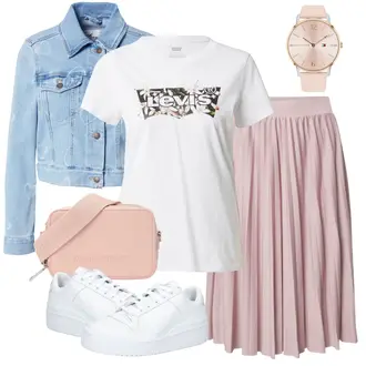 Outfit s Růžová/Béžová/Modrá Dlouhý Zimní Kabát/Taška/Dlouhé Šaty/Doplňek/Dlouhá tylová Sukně valentino "Vzhledy pro volný čas"