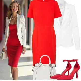 Kombinacije za bucmaste Ured sa Bijela Kaput/Bluza Veći Broj Ichi "Proljetni Outfit"Look: Poslovni, Ured