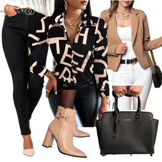 Elegant Outfit mit Schwarz Elegante Bluse fenzy "Stylischer Bürolook"Look: Elegant, Classic, Edel