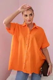Cotton shirt with short sleeves in orange color