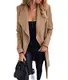 Onsoyours Damen Winterdicke Jacken Warme Winddicht Jacke Elegant Langarm Wintermantel Business Schlanke Langer Mantel Oberbekleidung Winddichter Herbst Jacke Parka mit Reverskragen A Khaki M