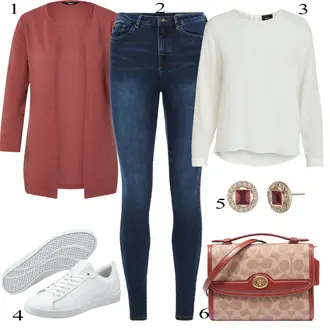 sviatočné Outfit sa Crvena/Smeđa/Tamnocrvena Pletivo Veći Broj/Tunika Only "Tvoj otmjeni outfit"Look: Prevelik, Layered, Old Money, Preodjeven, Za Kuću, Besprijekorno, sviatočné, Ležerno