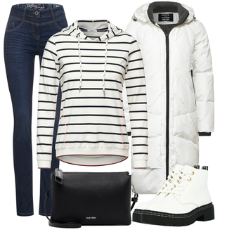 Outfit mit Schwarz Schuh Stiefel river island "Winterliches Freizeit Outfit"