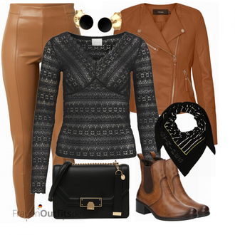Outfit mit Braun Lederjacke VERO MODA "Schönes Frühlingsoutfit"