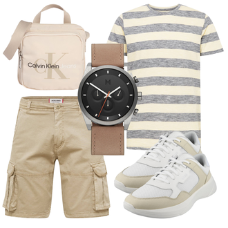 Knielang Outfit mit Beige Hose/Hemd Jack & Jones "Cooles Alltagsoutfit"