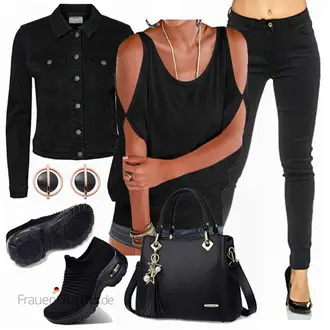 Wetlook Outfit mit Schwarz SchlupfBluse/Crash­Bluse/Einfarbige Bluse/Offene Bluse/Bluse Oberteil/Bluse/Ärmellose Bluse YOINS "Auffälliger Sommer Look"Look: Sexy, Wetlook, Mom, Coole
