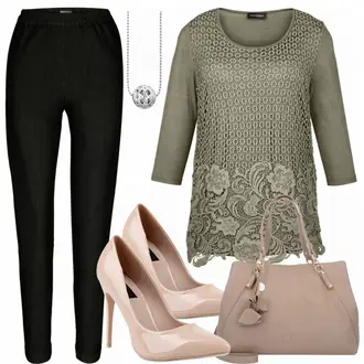 Metallic Outfit mit Grau High Heel Stiefelparadies "Dora"