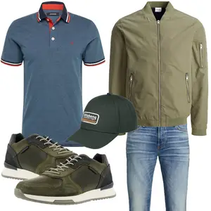 Polokragen Outfit mit Grün Jack & Jones "Alltags Outfit"