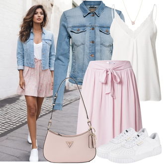 Outfit mit Rosa Short Große Größe/Anime Rock/Moderne Rock/Standesamt Rock/Rock Zum Binden About You "Schöner Sommer Look"