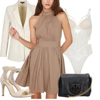 Outfit met Halterjurk/Jurk Met Hoge Hals/Geplooide Jurk/Skaterjurk Trendyol "Zomerkleding"