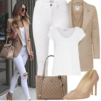 Party Outfits Große Größen mit Beige/Khaki Mantel/Strickjacke Tracht/Kaschmir-Strickjacke/Baumwoll Strickjacke/Strickjacke Gefüttert/Lange Strickjacken/Sommerstrickjacke/Vintage Strickjacke/Winter Strickjacke/Wolle Strickjacke/Boyfriend Blazer/Cargoblazer/Lederjacke/Baumwoll ­Blazer/Eleganter Blazer/Longblazer/Oversize Blazer/Sweatblazer/Lederjacke für Männer Only, Weiß/Creme Bluse Große Größe/Shirt & Top Große Größe/Tunika/Shirt/Basic Top/Caual T-Shirt/Wasserfallshirt/Hemdoberteil/Kurzarm T-Shirt/Wickelshirt Pieces "Frühling outfit"