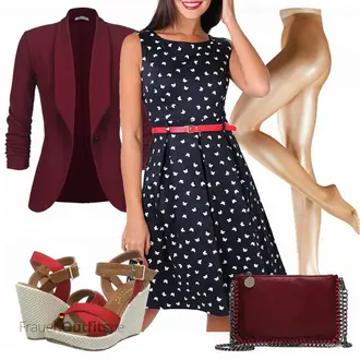 Lang Outfit mit Rot/DunkelRot/Bordeaux Strick­blazer/Lederjacke/Blazerjacke/Longblazer/Lässiger Blazer/Blusenblazer/Eleganter Blazer Unibelle "Mega schönes Abend Outfit"