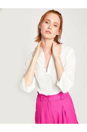 Women's Ecru V-Neck Blouse