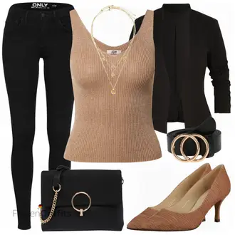 Outfit mit Khaki/Grau/Dunkelbraun/Braun Mantel/Bluse Große Größe/Tunika/Lässiger Blazer/Boyfriend Blazer/Lederjacke/Longblazer/Blusenblazer/Eleganter Blazer/Blazerjacke/Lederjacke für Männer/Kurzblazer/Baumwoll ­Blazer/Strick­blazer/Sweatblazer vila petite "Perfekter Look für das Büro"