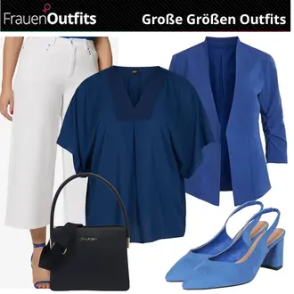 Culotte Outfit mit Weiß/Creme Jeans-Culotte Ulla Popken "Mode für Mollige"