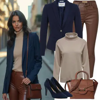 outfit mit Rjava/Bež Fini Pleteni Pulover/Osnovni Pulover/Pulover z ovratnikom/Pulover Carmen Pepe Jeans "Pomladanska obleka"