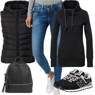 574 Outfit s Černá Teniska/Zimní bota/Nízká bota na podpatku New Balance "Outfity na zimu"