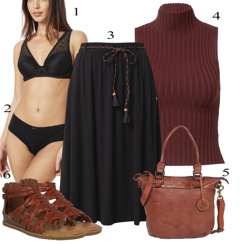 Comment poter Noir/Blanc Soutien-gorge Minimiseur/Soutien-gorge sans Armature/Brassière/Bustier en Dentelle/Soutien-gorge Triangle/Soutien-gorge Rembourré ESPRIT avec Rouge/Marron/Rouge foncé/Bourgogne Cardigan Col Rond/Cardigan Col Montant/Tricot Grande Taille LENI KLUM x ABOUT YOU