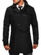 BOLF Herren Mantel Übergangsmäntel Trenchcoat Zweireihiger Reverskragen Herrenmantel mit Gürtel Stehkragen Regenmantel Freizeit Jacke Lange Elegant Style DJ Plus 0001 Schwarz M [4D4]