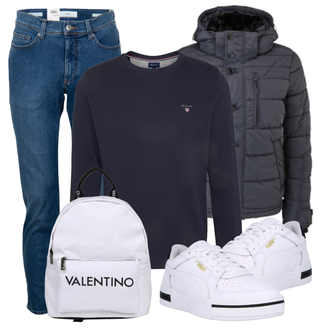 Outfit mit Grau/Weiß Sneaker/Leder Sneaker Puma "Cool für die Freizeit"