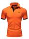 Amaci&Sons Herren Poloshirt Basic Kontrast Stickerei Kurzarm Polohemd T-Shirt 5103 Orange/Schwarz M