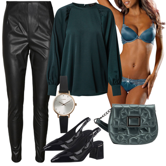 Elegante Outfits mit Schwarz/Braun/Weiß/Orange Hose Große Größe/Lederimitathose/Lederlegging/Leggings Lederoptik/Lederhose/Leggings Große Größe VERO MODA "Eleganter Look mit Leggings"