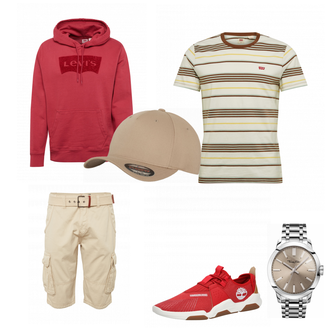 Outfit mit Rot Sneaker Timberland "Leichtes Outfit"