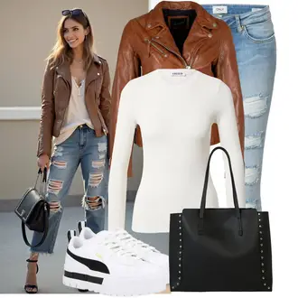 Kombinacije za festival sa Crna/Bijela Poslovna Torba/Ured Za Torbu/Torba Za Preko Ramena/Shopper torba/Torba za nošenje/Torba za rame/Veliki džep/Velika torba About You "Moderan look za proljeće"