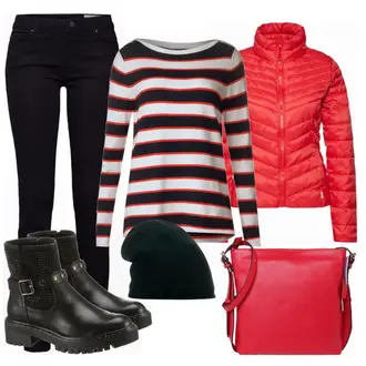 Winter Outfits mit Schwarz Jeans ESPRIT "in red"