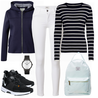 Outfit met blauw Sneaker Nike "Lichte outfit"