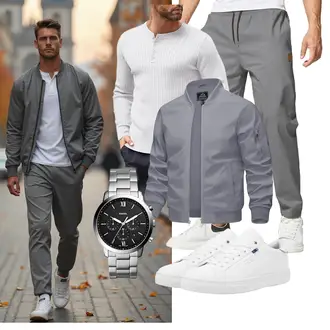 Outfit mit Hellgrau/Grau/Dunkelgrau Stoffhose/Musselin Hose/Trainingshose/Funktionshose/Schlupfhose/Karottenhose/Sporthose/Boyfriend Hose/Jogger Hose/Capri ZOXOZ "Freizeit Outfit"